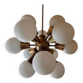 Chandelier en laiton de design de l'ère spatiale Sputnik par Kamenicky Senov, années 1970