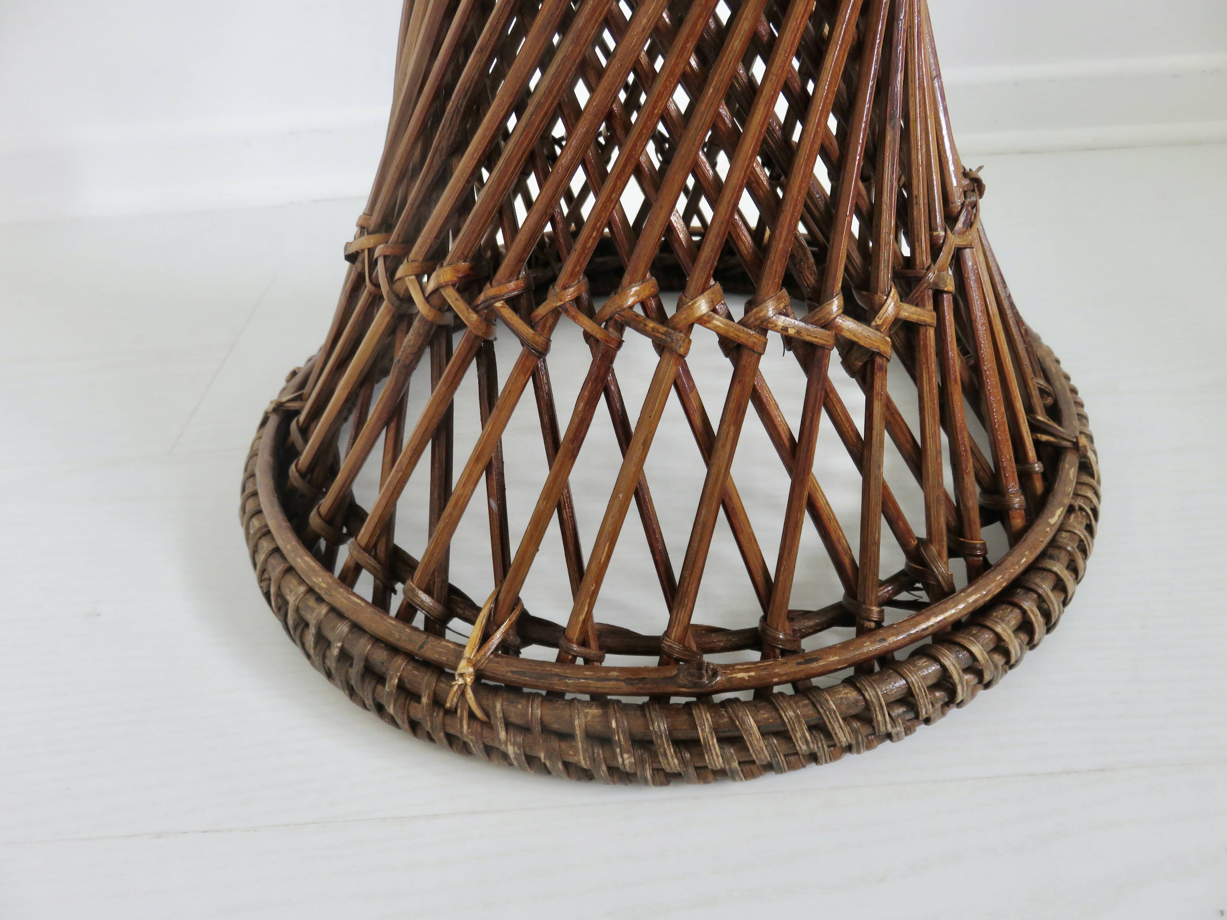 Tam Tam stool in rattan and canework 60s 70s