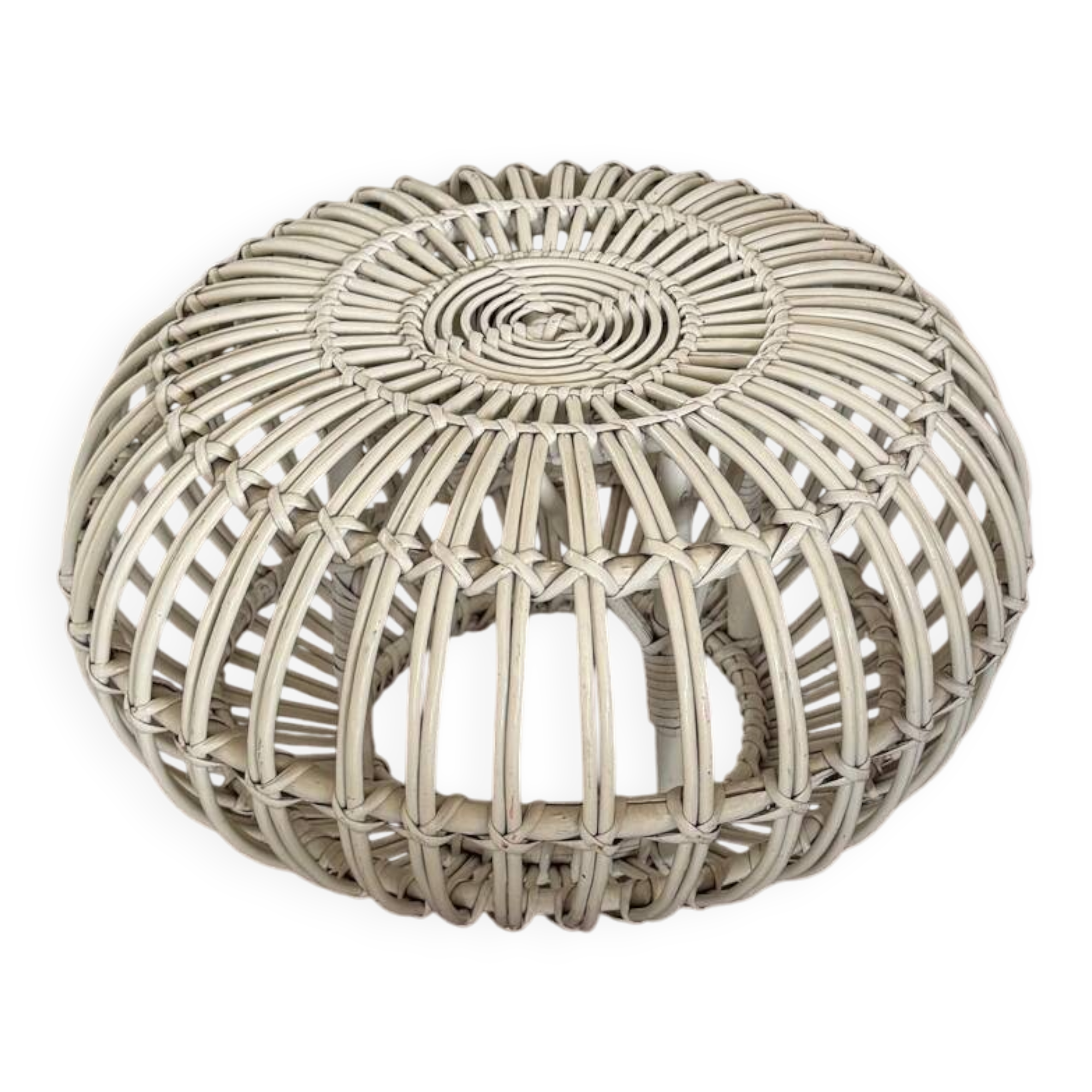 Mid Century Italian rattan bamboo Margherita Ottoman by Franco Albini