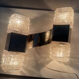 Appliques chromées en verre de cristal du milieu du siècle, ensemble de 4