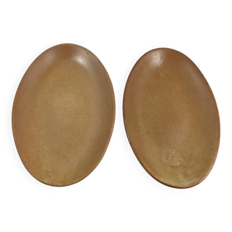 Set of small dish ramekins x 2 in stamped stoneware "Grès CNP Village France