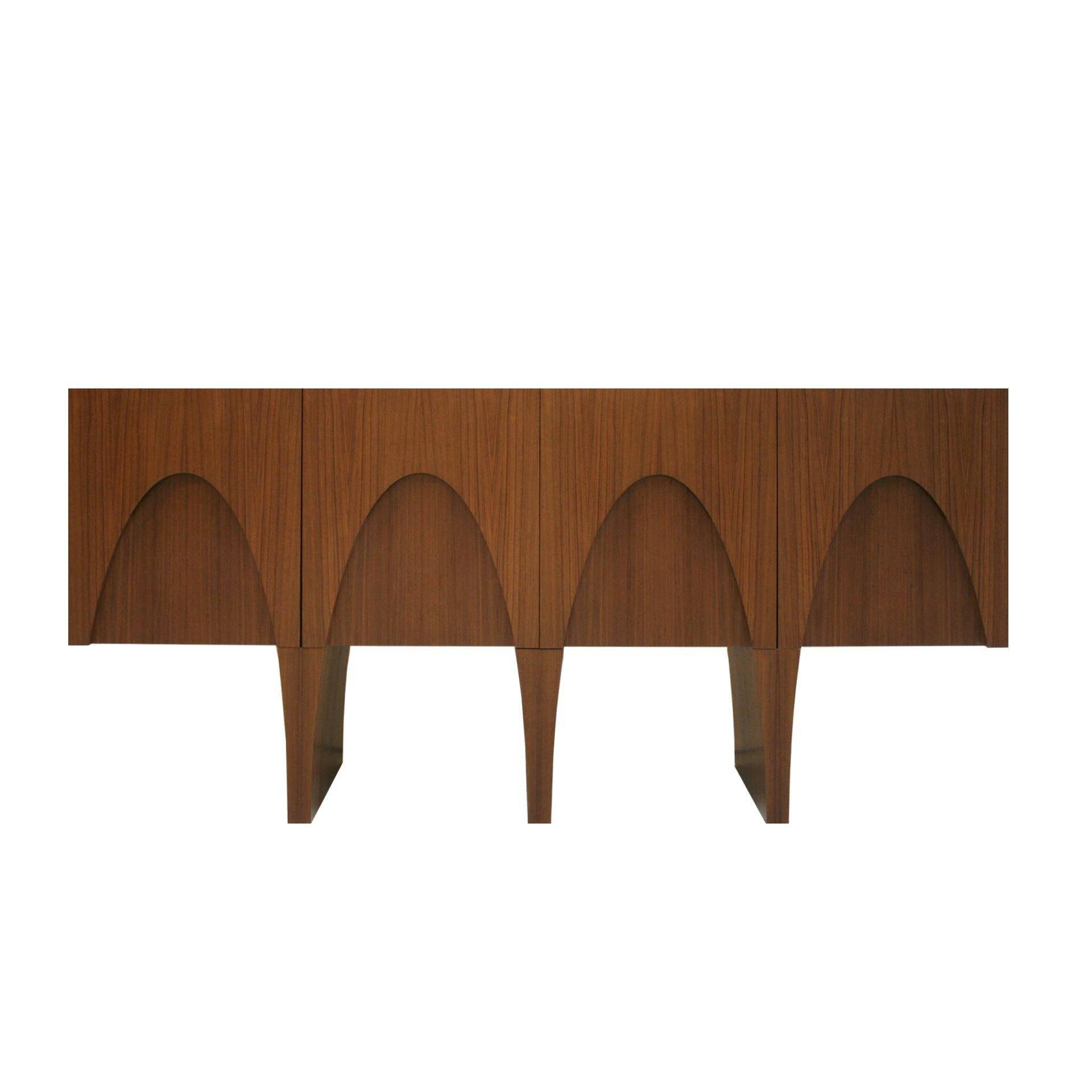 Contemporary Modern Teak and Lemongrass Wood Italian Sideboard
