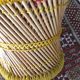 Indian stool style bohemian, bamboo natural and sitting in two-tone cotton