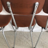 4 chairs in brown skaï and metal vintage year 60
