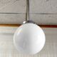 Suspension métal chromé et globe opaline blanc, années 50/60