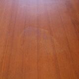 1960s table with teak veneer and glass top + extensions