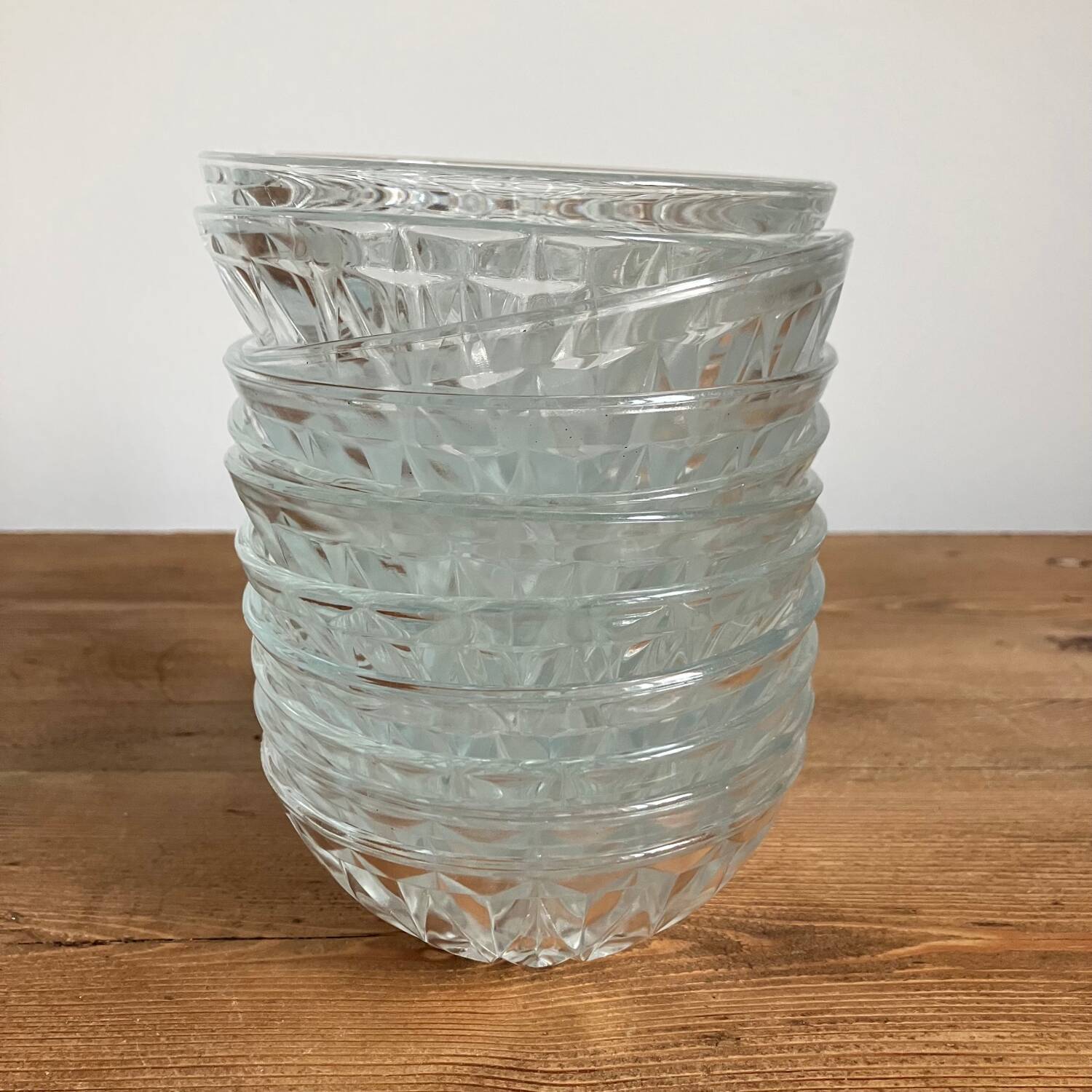 11 chiseled glass cups