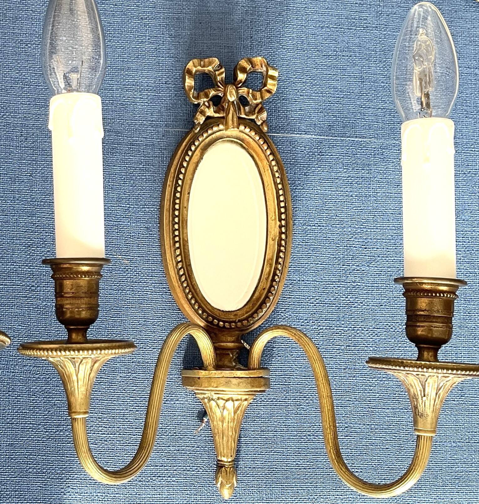 Pair of mirror wall lights in bronze - Maison Lucien Gau, Paris