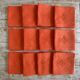 Old tablecloth & its 12 damask napkins numbered "JB" color apricot - linen - 12 covers