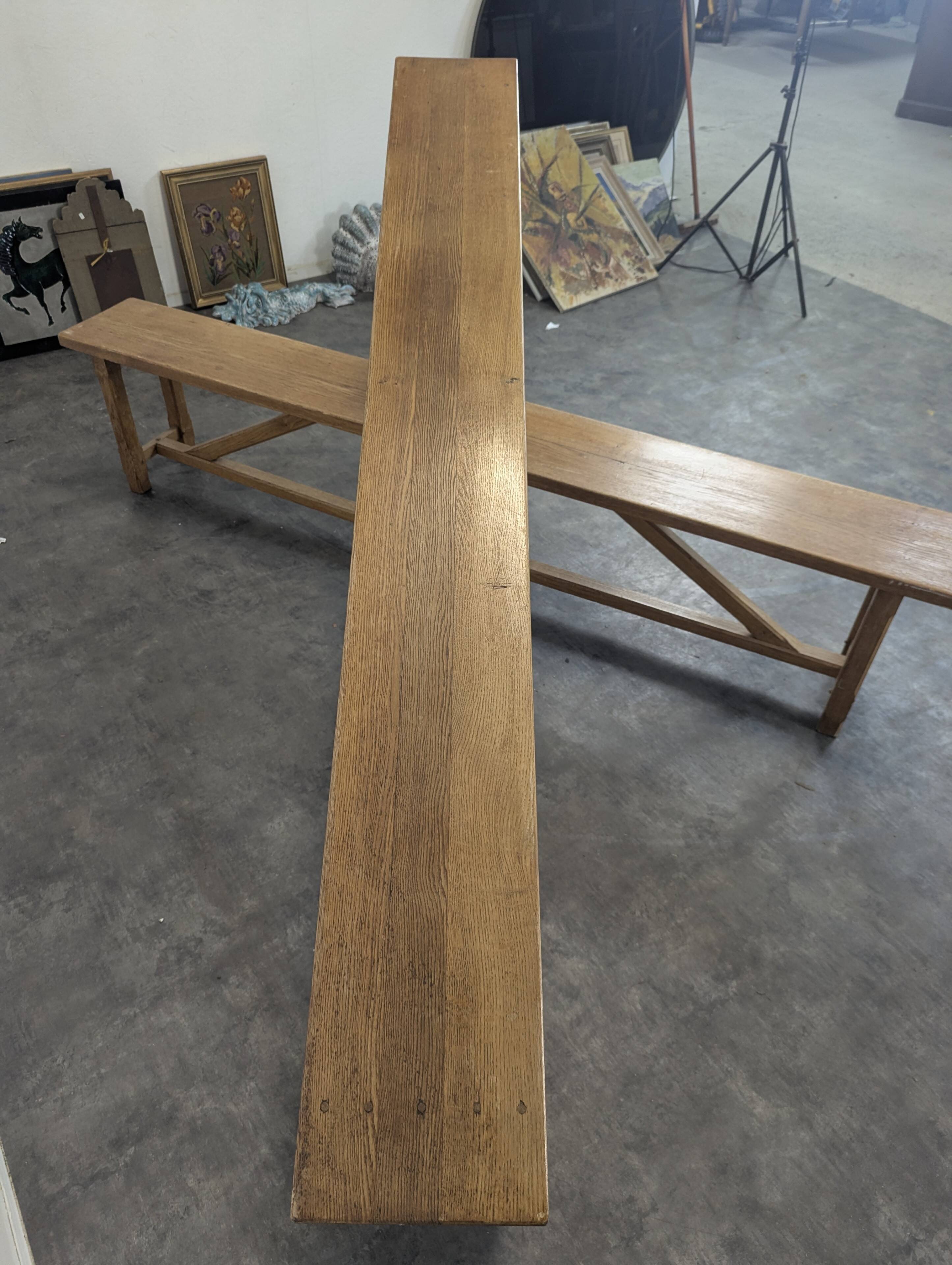 Pair of solid oak benches
