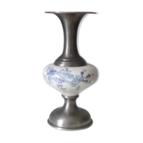 Vintage vase in tin and porcelain