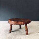 Handcrafted Teak Tree Trunk Tripod Coffee Table, 1960s