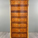 Marquetry Drop-Leaf Secretary, Louis XV Style, 19th Century