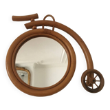 Vintage bicycle rattan mirror