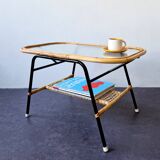 Table basse en rotin de Dirk van Sliedregt pour Gebr. Jonkers, Pays-Bas, années 1950