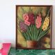 Huile sur panneau bouquet de fleurs vintage