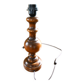 Pied de lampe en bois tourné, années 60