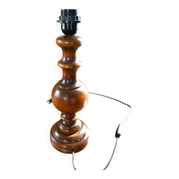 Pied de lampe en bois tourné, années 60