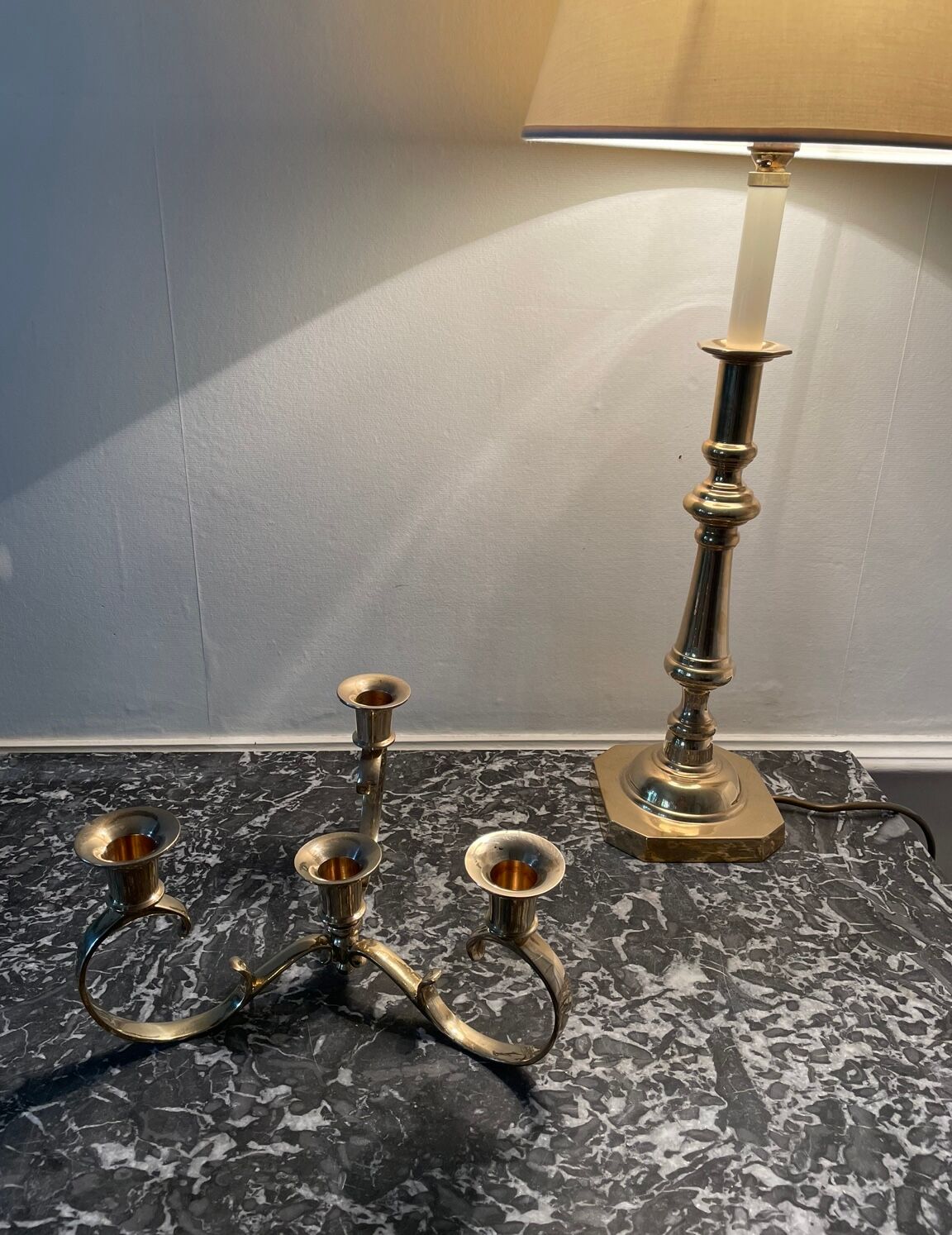 Gilded brass chandelier