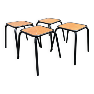 4 tabourets scolaires - noirs