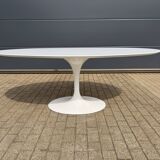 Original oval Tulip Knoll table 198cm white laminate, NEW in the box.
