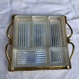 Aperitif set consisting of a wooden tray and mirror, art deco