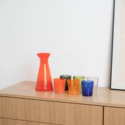 Colourful set of glasses and carafe, Scherzer Bavaria, 1980s, made in Germa
