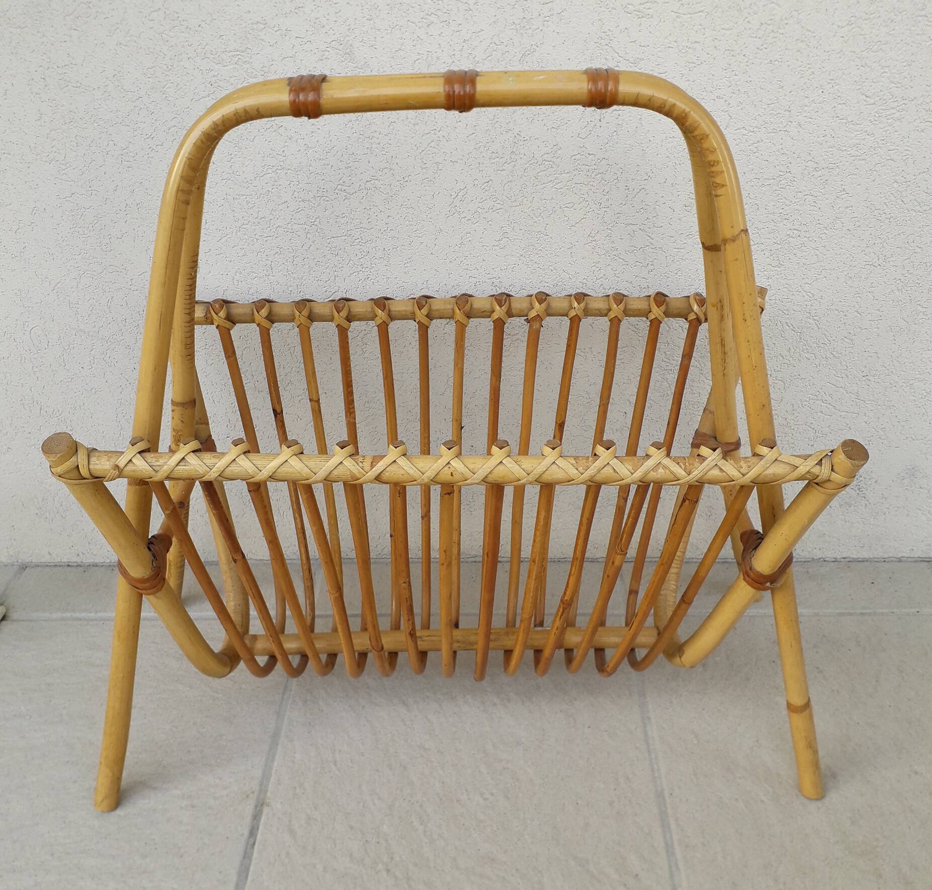Rattan magazine rack