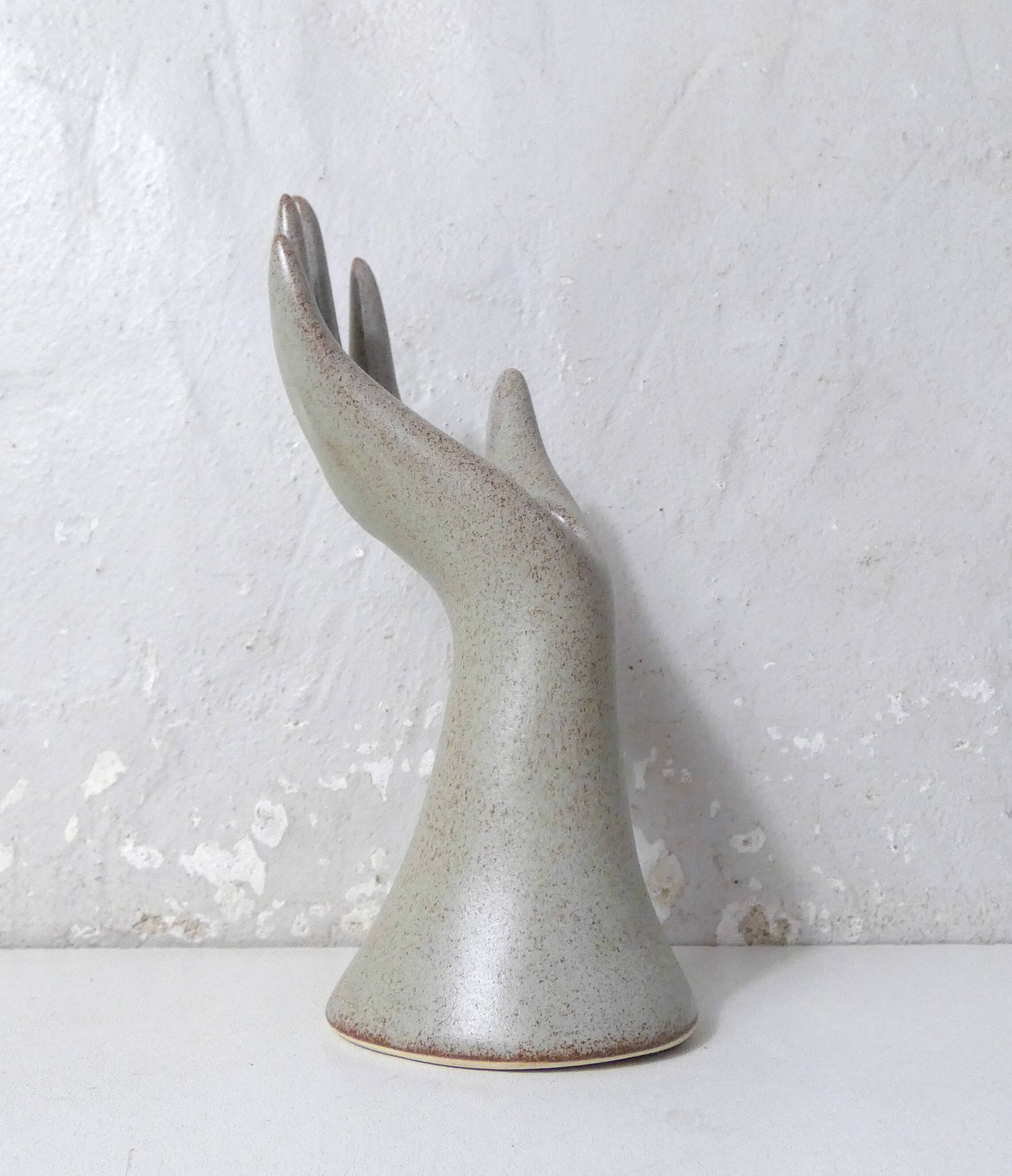 Vintage stoneware hand ring holder soliflore jewelry holder