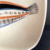 Coupe "au poisson" en faïence par roger capron vallauris
