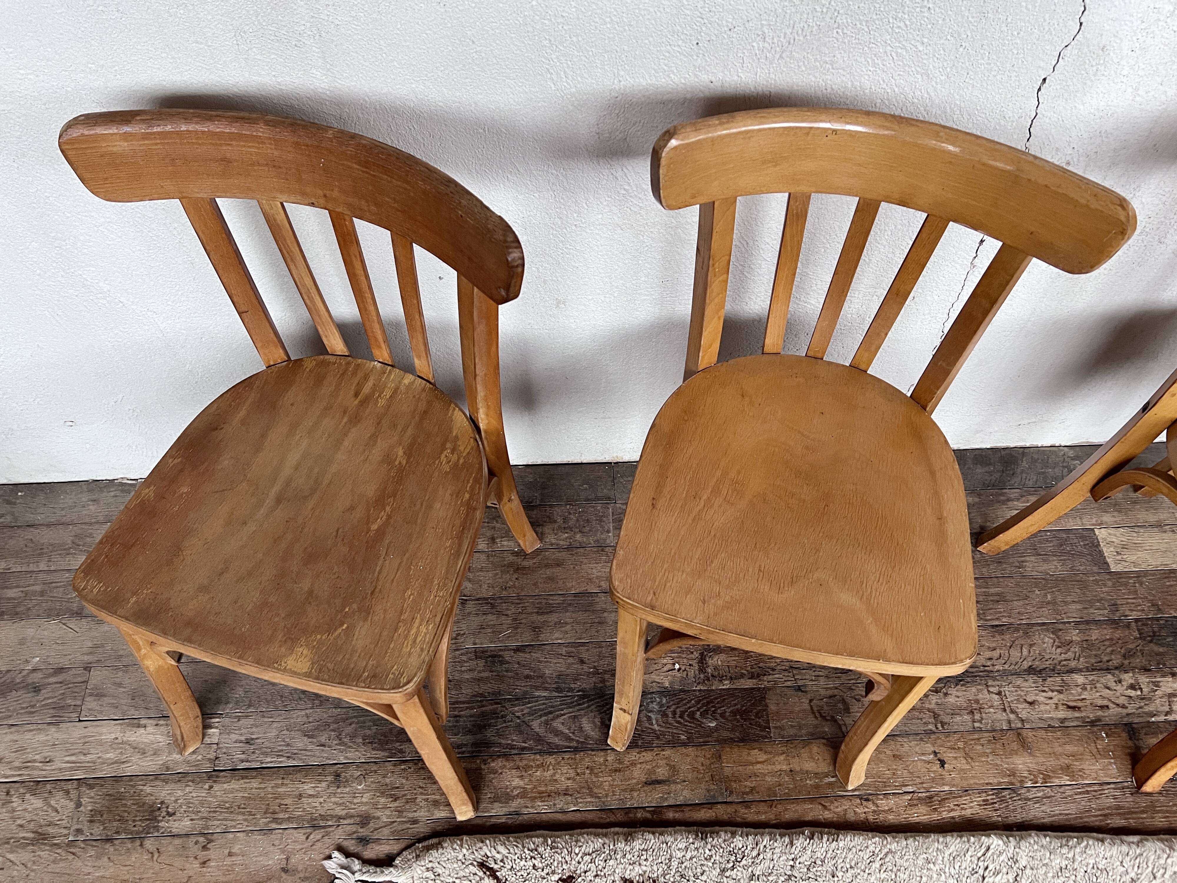 Série 4 chaises en bois  1950
