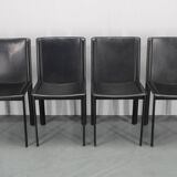 1980s Set of Four Dining Chairs in Leather in Matteo Grassi Style, Italy