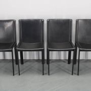 1980s Set of Four Dining Chairs in Leather in Matteo Grassi Style, Italy