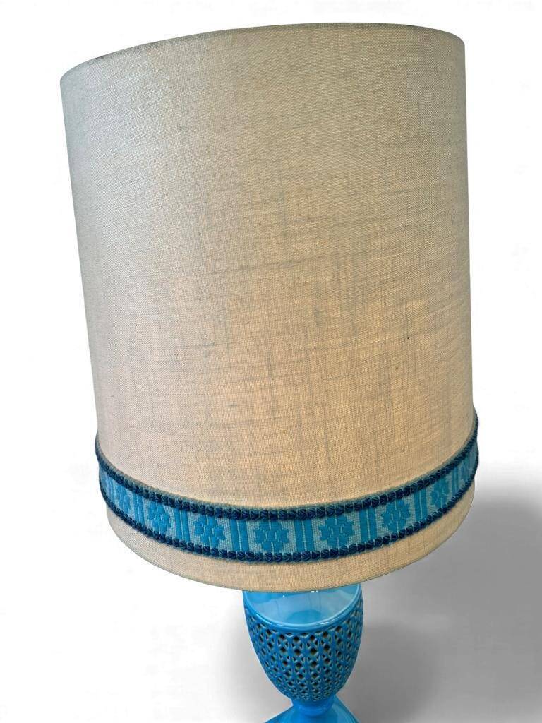 Tall vintage table lamp in blue ceramic / floor lamp