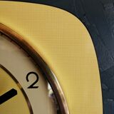 Clock formica vintage silent wall pendulum "Yellow Odo"