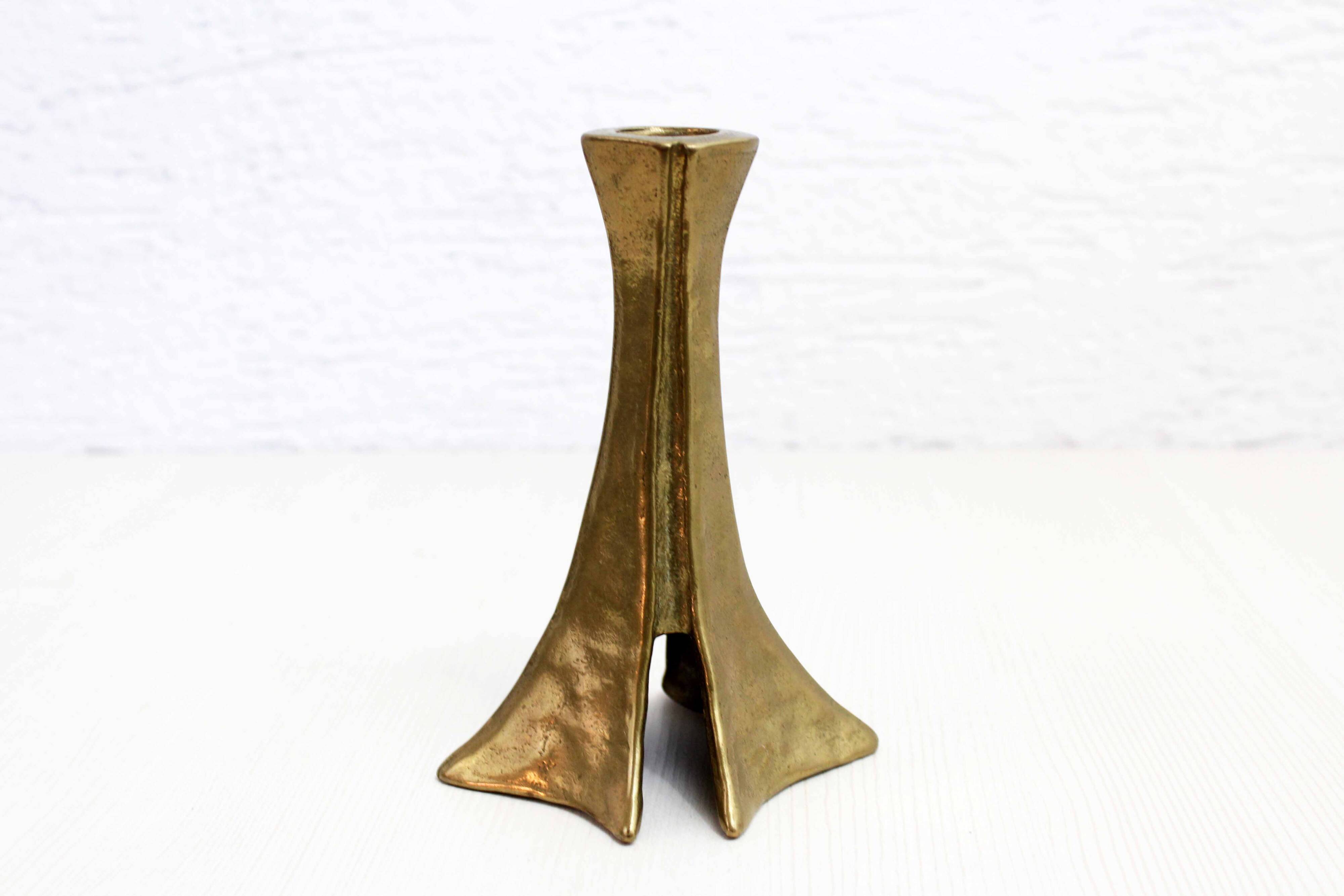 Brutalist bronze candle holder