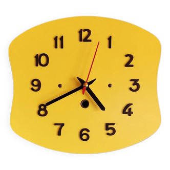 Vintage formica clock silent wall pendulum 60s "Yellow"