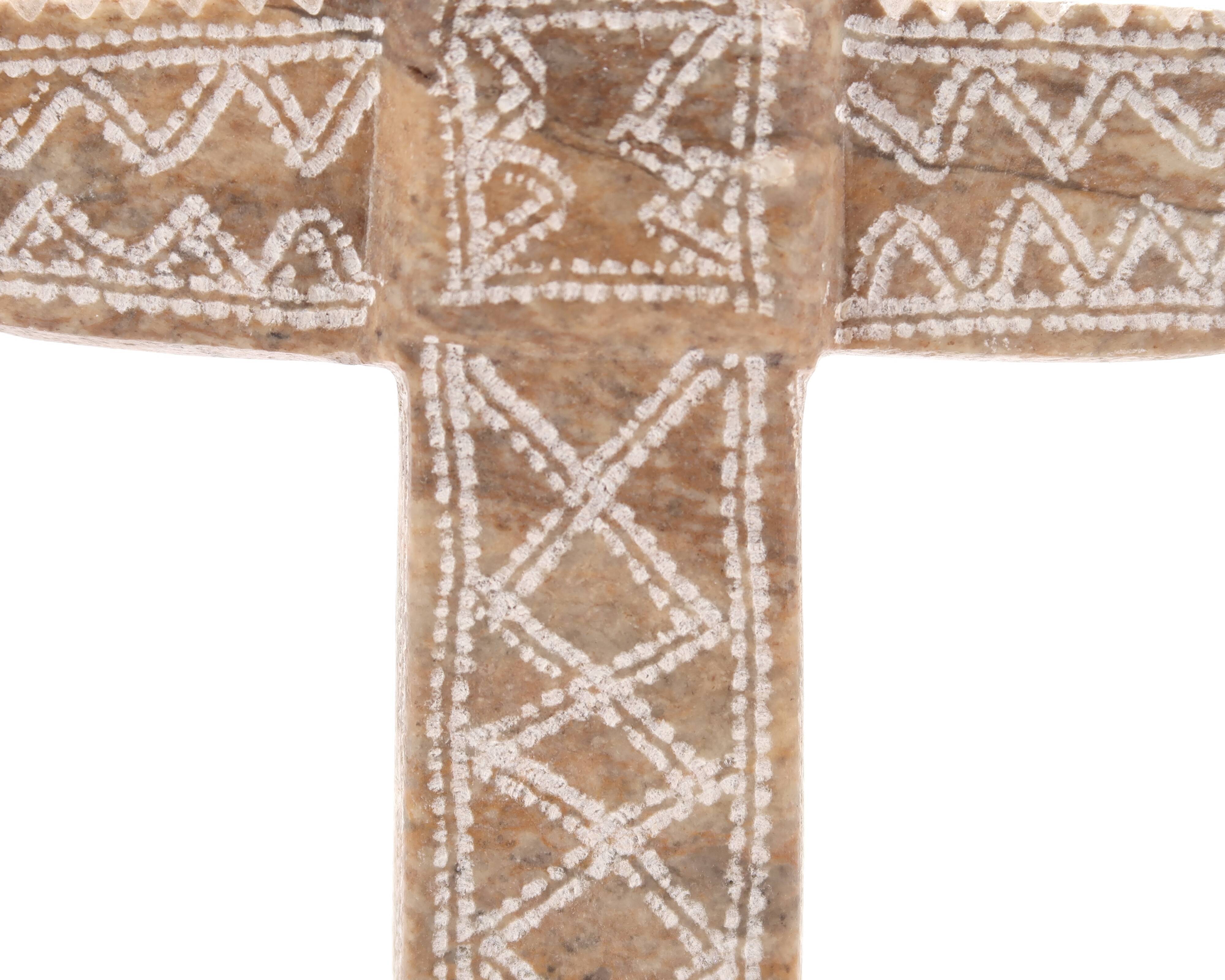 Moroccan candle holder in beige stone, 1970s