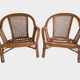 Pair of vintage rattan and cane armchairs – 1960s/70s Pair of f