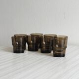 Set of 8 vintage thick smoked glass glasses