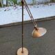 Vintage articulated floor lamp in gilded bronze and solid wood 1950.