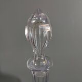 Antique carved crystal decanter - flat ribbed neck - early 20th