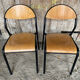 Paire Chaise Ancienne Écolier Style MULLCA Métal Noir + Bois Vintage #