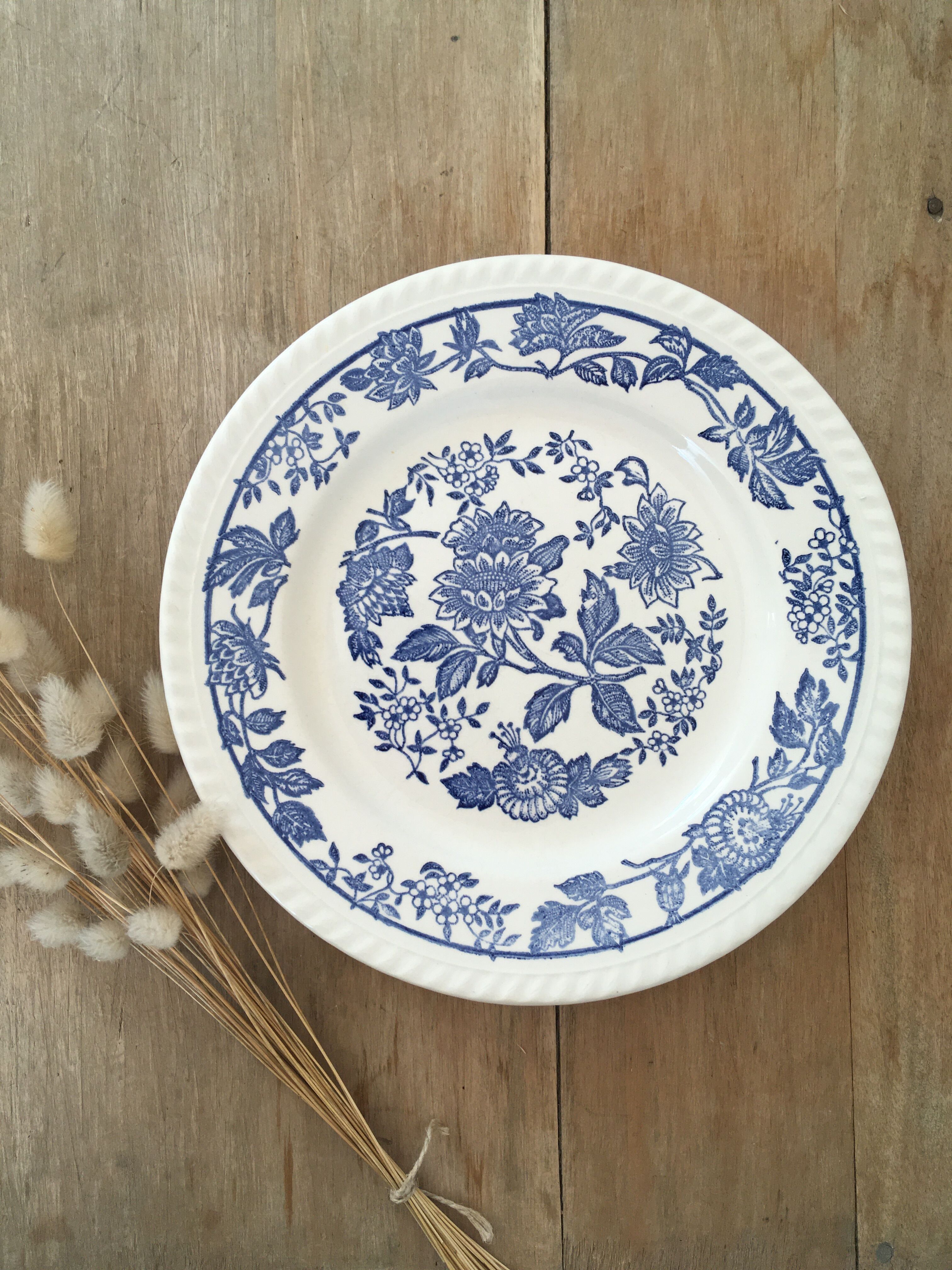 Mismatched yellow & blue plates