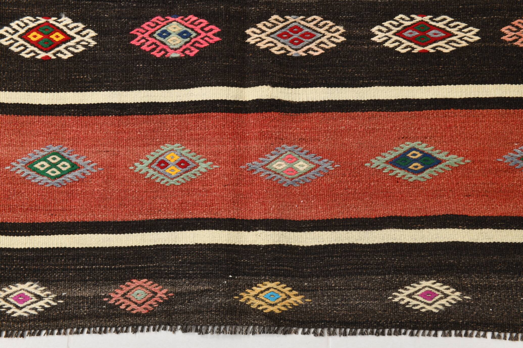 6x9 Red Cream Handmade Wool Vintage Rug, 178x274Cm