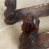 Pair of old andirons, Alsatian busts