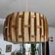Scandinavian pendant light from the 1960s, made of wood and fabric