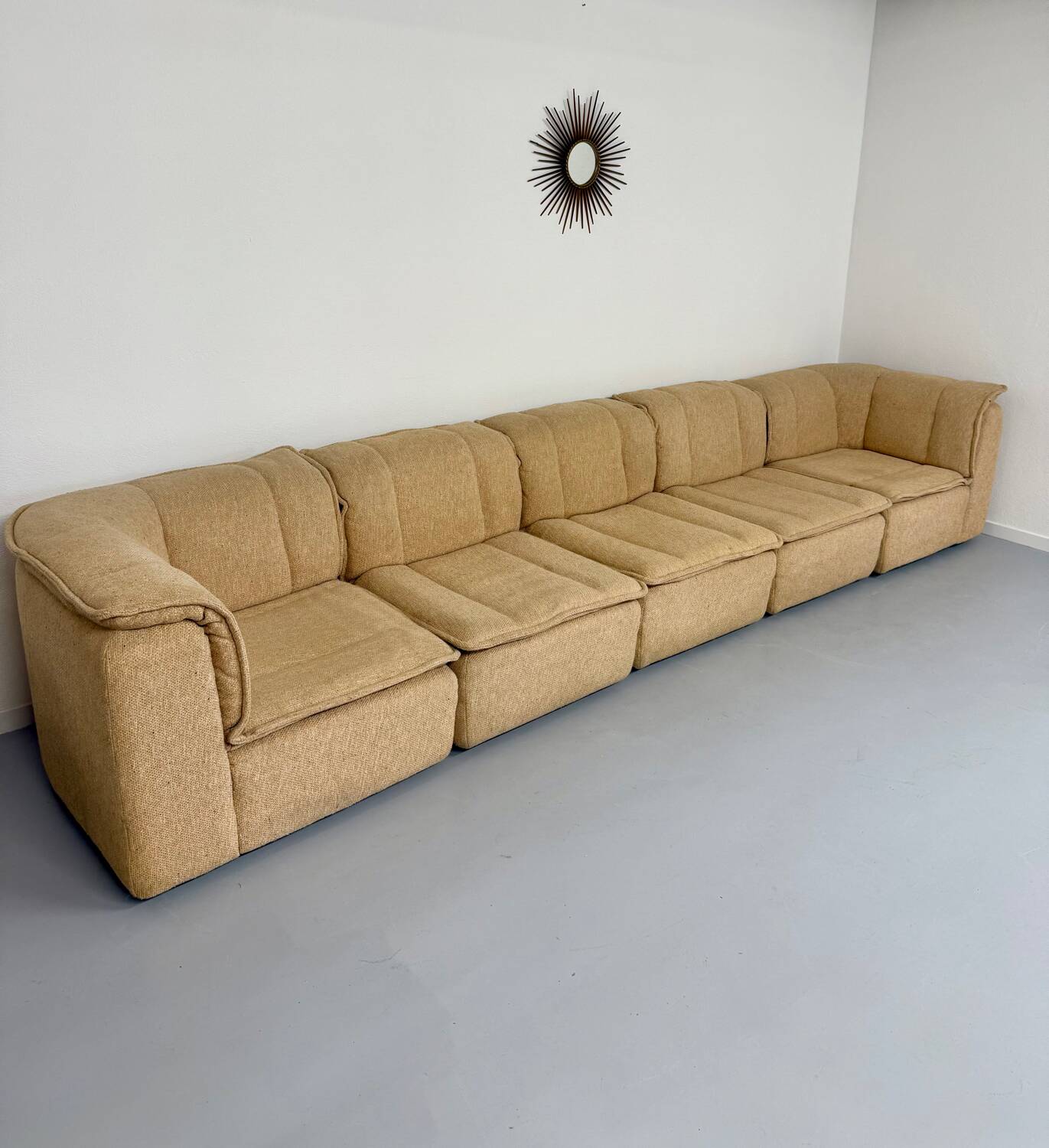 Modular sofa in beige fabric, 70s, 5 elements