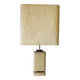 Lampe à poser pierre, marbre noir et soie chinée