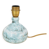 Pied de lampe en grès émaillé bleu signé années 60 ou 70